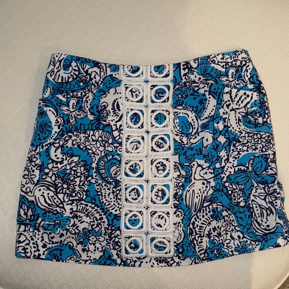 Lilly Pulitzer Blue and White Mini Skirt